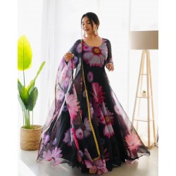 Organza fabric stylish Anarkali gown